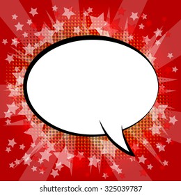 Blank speech bubble on a comic book abstract background.