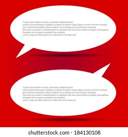 blank speech bubble on red background.