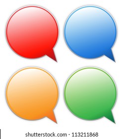 Blank speech bubble on white (red,orange,green,blue)