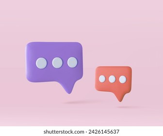 Blank speech bubble pin isolated on background 3D rendering. Social network communication concept. 3d render. Vector illustration