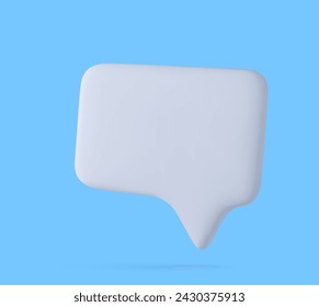 Blank speech bubble pin isolated on white background 3D rendering. Social network communication concept. 3d render. Vector illustration