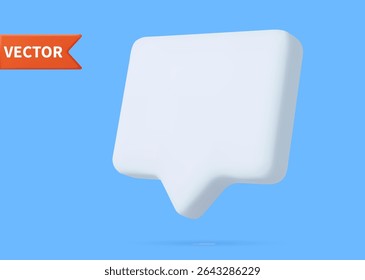 Blank speech bubble pin isolated on blue background 3D rendering. Social network communication concept. 3d render. Vector illustration