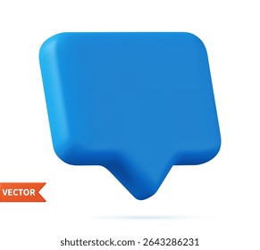 Broche de bulle vocale blanche isolée sur fond blanc rendu 3D. Concept de communication de réseau social. Rendu 3d. Illustration vectorielle