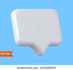 Bouton de bulle vocale vierge isolé sur fond bleu rendu 3D. Concept de communication de réseau social. Rendu 3d. Illustration vectorielle