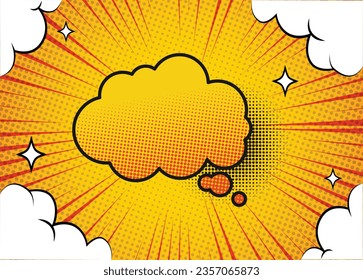 burbuja de voz en blanco Fondo de historietas de arte pop con nube. Vector de caricaturas Ilustración en amarillo