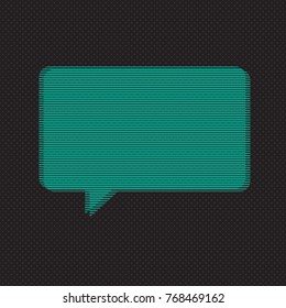 Blank Speech Bubble Rectangle Space Hologram Modern Style - Turquoise Elements on Black Dots Wallpaper Background - Vector Flat Graphic Design