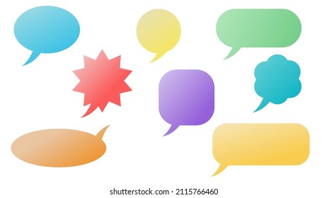 blank speech bubble set with different shape and gradient color isolated on white background for funny graphic design and social media decoration. vector illustration