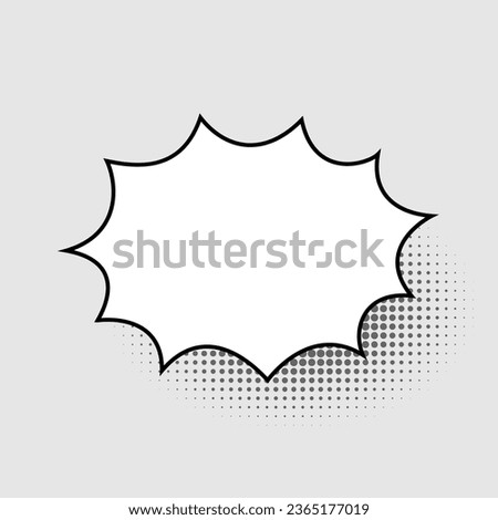 Blank speech bubble in the shape of a multi-pointed star isolated on a gray background. Template for web design, comics. Vector flat illustration.