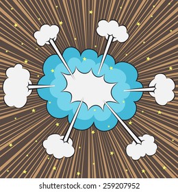 Blank speech bubble with speed radial background 