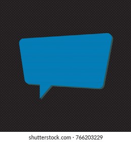 Blank Speech Bubble Trendy Distorted Rectangle Shape Modern Space Hologram Style - Blue and Cold Grey Elements on Black Dots Wallpaper Background - Vector Flat Graphic Design