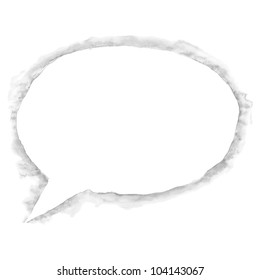 Blank speech bubble. White watercolor dialog shape with gray drop shadow on white background. This vector illustration clip-art design elements saved in 8 eps