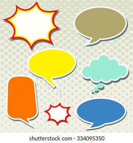 Blank speech bubbles.