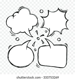 Blank speech bubbles. doodle design style