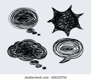 Blank speech bubbles. Doodle design style