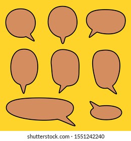 blank speech bubbles hand drawn set isolated on yellow background. vector illustration