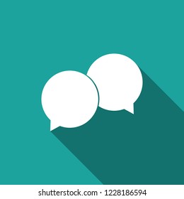 Blank speech bubbles icon isolated with long shadow. Flat design. Vector Illustration