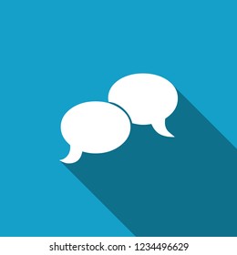 Blank speech bubbles icon isolated with long shadow. Flat design. Vector Illustration