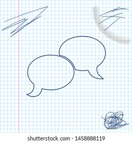 Blank speech bubbles line sketch icon isolated on white background. FAQ sign. Copy files, chat speech bubble and chart web icons. Vector Illustration