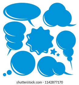 Blank speech bubbles set, communication thoughts, flat vector illustration