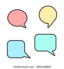 blank speech bubbles set. dialog box with different color isolated on blue background. vector illustration