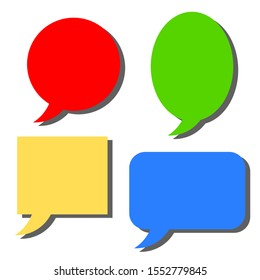 blank speech bubbles set with different fresh color and dark shadow isolated on white background. vector illustration