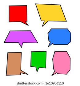blank speech bubbles set with different color and shape isolated on white background. vector illustration