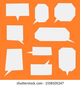 blank speech bubbles set on orange color background. vector illustration