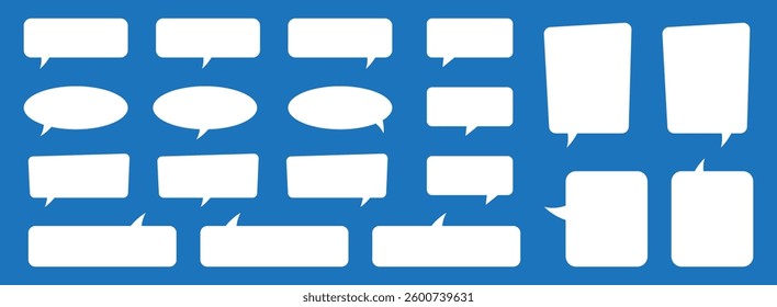 Blank speech bubbles. Speak bubble balloon, cartoon chatting box, empty white message box.