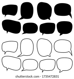 
Blank speech bubbles vector icon set. thinking balloon illustration sign collection. message symbol.