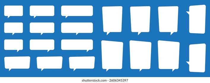 Blank speech bubbles. White blank speak bubble balloon, empty cartoon chatting box, message box.