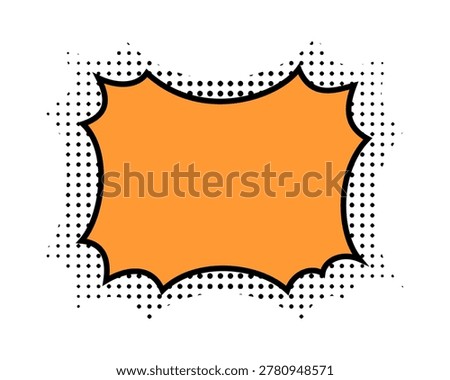 Blank speech cloud with halftone background in manga style. Cartoon dialogue balloon. Empty text box, message bubble, emphasis or boom comic effect template for anime book. Vector illustration.