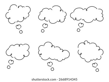 El discurso en blanco o burbujas de pensamiento para el diseño, la conversación y los conceptos creativos. Conjunto de burbujas de discurso o pensamiento con diferentes Formas, nube de chat de texto para comentarios, publicaciones, cómics. Icono de cuadro de diálogo