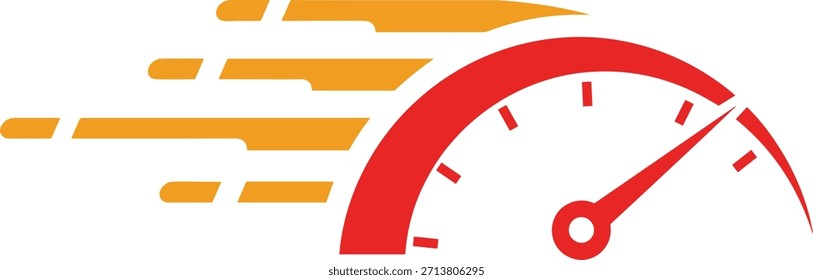 El velocímetro en blanco muestra el concepto de mph con velocidad y alta velocidad. También es el icono del medidor de velocidad en el fondo transparente que representa el poder