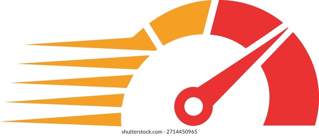 Signo de velocímetro en blanco para lecturas de mph que muestran tonos rojos y naranjas que indican gráficos de herramientas de medición de alto rendimiento de velocidad.