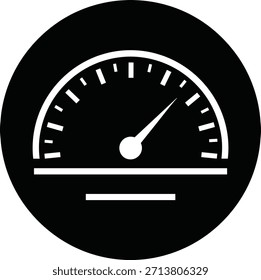 El icono en blanco del medidor de velocidad del velocímetro en forma redonda muestra el velocímetro mph y el semicírculo. El salpicadero muestra marcas para mostrar la velocidad de conducción del vehículo.