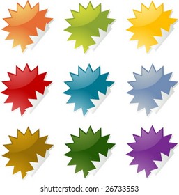 Blank spiky star burst shaped sticker icon set