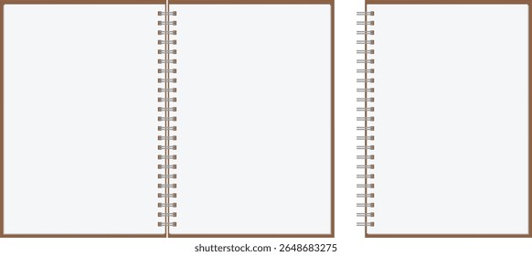 Blank Spiral Notebook with Brown Cover for Notes and Planning, Minimalist Empty Notepad Design for School and Office Use