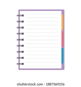 blank spiral notebook with colorful tabs- vector illustration