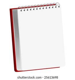 Blank spiral notebook isolated over white background
