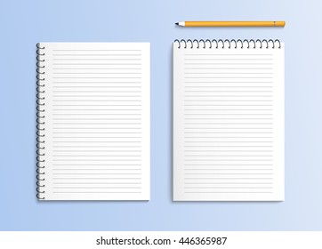 Blank spiral notebook mockup pen