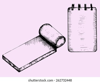 blank spiral notebook, notepad, doodle style, hand drawn