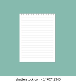 Blank spiral notebook on white background with soft shadows. Vector illustration. EPS10.