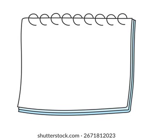 Blank spiral notebook page template isolated vector illustration