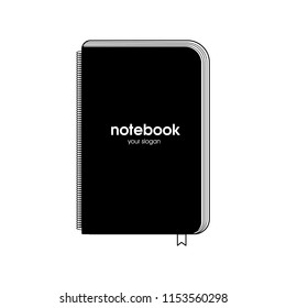 Blank Spiral Notebook Template. Black covers. Realistic mockups. Vector illustration