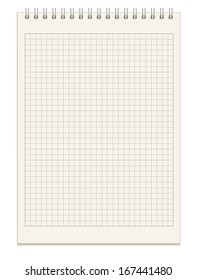 Blank spiral notebook. Top view. Vector illustration. Isolated on white background
