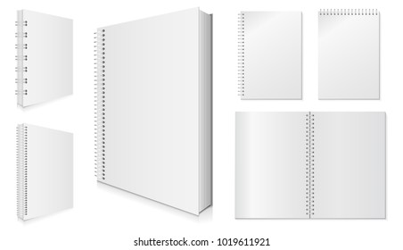 Blank Spiral Notebook Vector Illustration Set.
