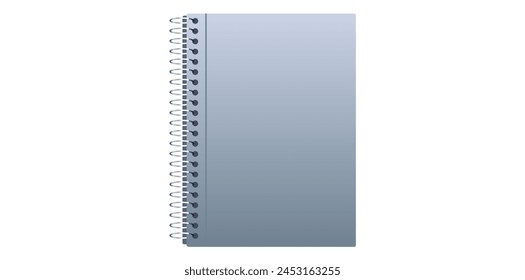 Ilustración vectorial de cuaderno espiral en blanco.