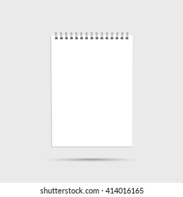 Blank Spiral Notepad, Mockup. Vector Illustration