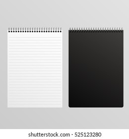 Blank Spiral Notepad White And Black Mockup Eps 10 Vector