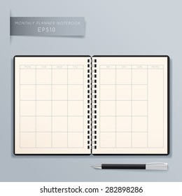 Blank Spiral Planner Template : Vector Illustration